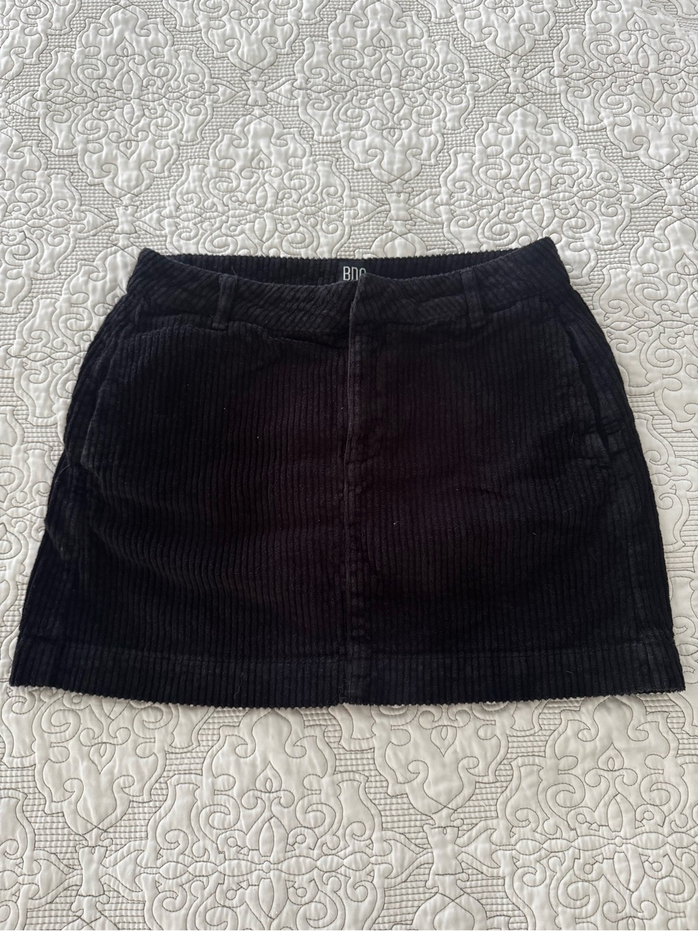 BDG Black Corduroy A-Line Mini Skirt